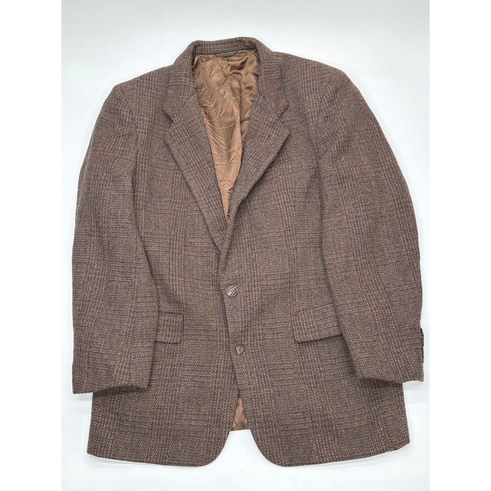Christian Dior Monsieur Brown Herringbone Plaid Virgin Wool Blazer‎ Mens 42R